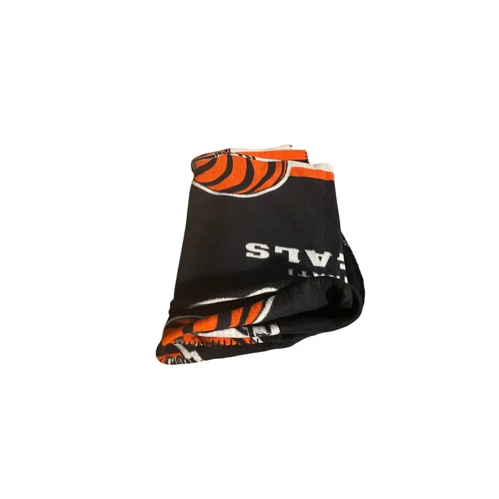 Cincinnati Bengals Throw Blanket Black Orange NFL Team Logo